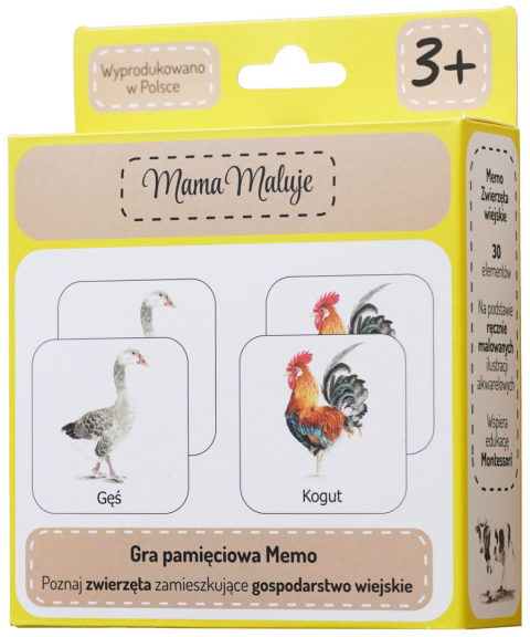 Memo Zwierzęta wiejskie, realistyczne malowane ilustracje Memo Zwierzęta wiejskie, realistyczne malowane ilustracje