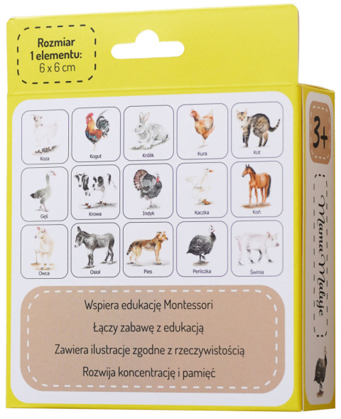 Memo Zwierzęta wiejskie, realistyczne malowane ilustracje Memo Zwierzęta wiejskie, realistyczne malowane ilustracje