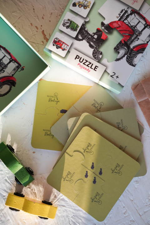 Puzzle 4-elementowe pojazdy, realistyczne malowane ilustracje Puzzle 4-elementowe pojazdy, realistyczne malowane ilustracje