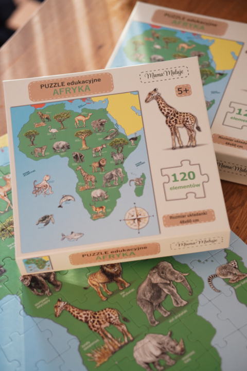 Puzzle edukacyjne Afryka 120 el., realistyczne malowane ilustracje Puzzle edukacyjne Afryka 120 el., realistyczne malowane ilustracje