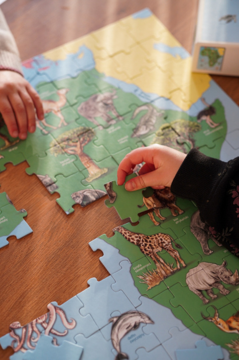 Puzzle edukacyjne Afryka 120 el., realistyczne malowane ilustracje Puzzle edukacyjne Afryka 120 el., realistyczne malowane ilustracje