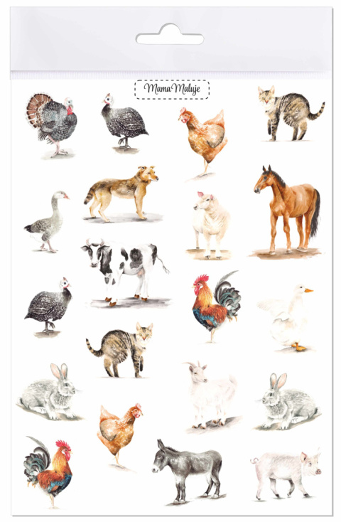 Tatuaże zmywalne Zwierzęta wiejskie, realistyczne malowane ilustracje Tatuaże zmywalne Zwierzęta wiejskie, realistyczne malowane ilustracje